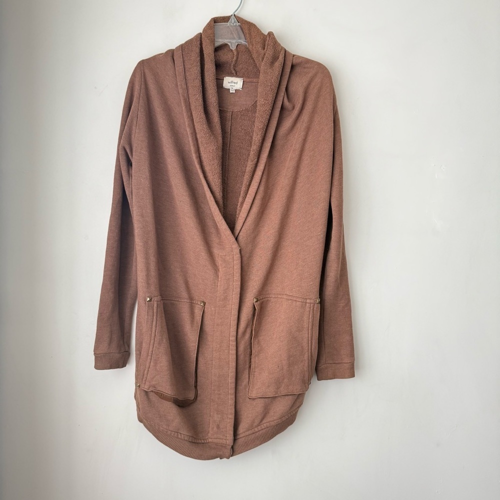 Aritzia Wilfred Brown Hooded Zip sweatshirt Cardigan XS